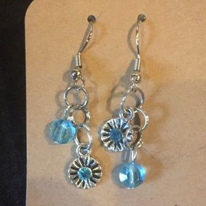 Turquoise Glass Bead Dangle Earrings